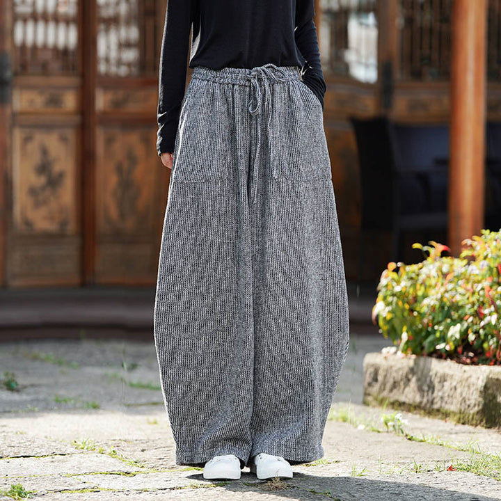 Buddha Stones Winter Men's Pure Color Drawstring Design Cotton High Waist Pants With Pockets - Silver - US/UK/AU46，EU56 (5XL) - image 25