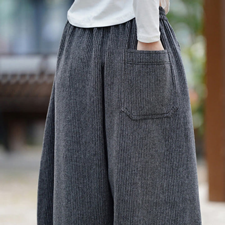 Buddha Stones Winter Men's Pure Color Drawstring Design Cotton High Waist Pants With Pockets - image 23