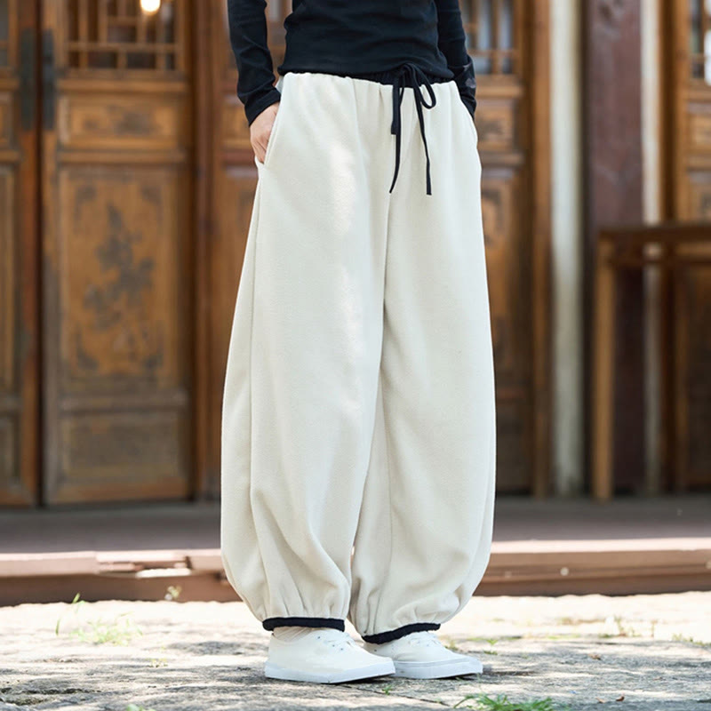 Buddha Stones Winter Men's Pure Color Elastic Cuff Design Cotton 9 Length Pants With Pockets - image 24