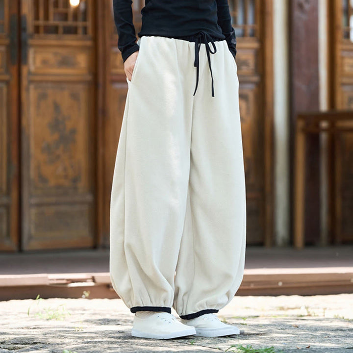 Buddha Stones Winter Men's Pure Color Elastic Cuff Design Cotton 9 Length Pants With Pockets - image 24