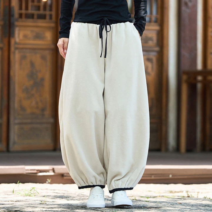 Buddha Stones Winter Men's Pure Color Elastic Cuff Design Cotton 9 Length Pants With Pockets - image 25