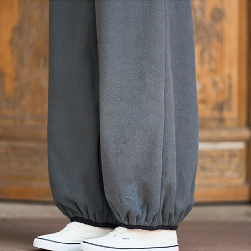 Buddha Stones Winter Men's Pure Color Elastic Cuff Design Cotton 9 Length Pants With Pockets - image 12