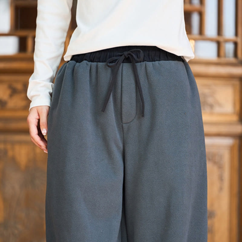 Buddha Stones Winter Men's Pure Color Elastic Cuff Design Cotton 9 Length Pants With Pockets - image 10