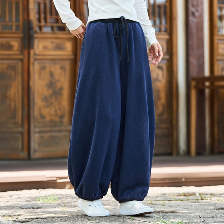 Buddha Stones Winter Men's Pure Color Elastic Cuff Design Cotton 9 Length Pants With Pockets - image 39