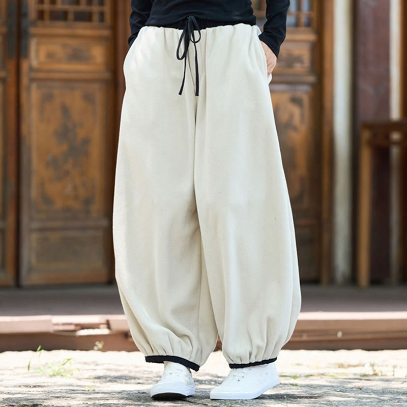 Buddha Stones Winter Men's Pure Color Elastic Cuff Design Cotton 9 Length Pants With Pockets - image 30