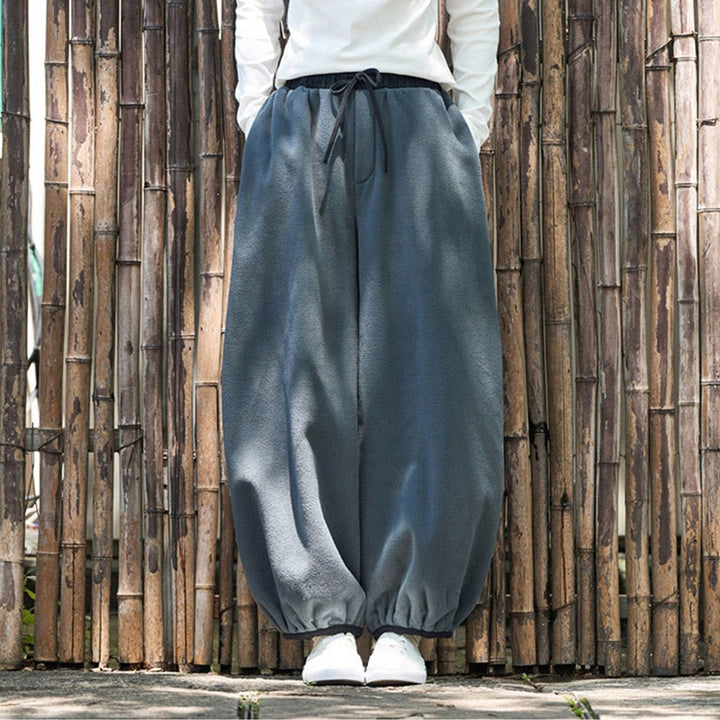 Buddha Stones Winter Men's Pure Color Elastic Cuff Design Cotton 9 Length Pants With Pockets - image 8