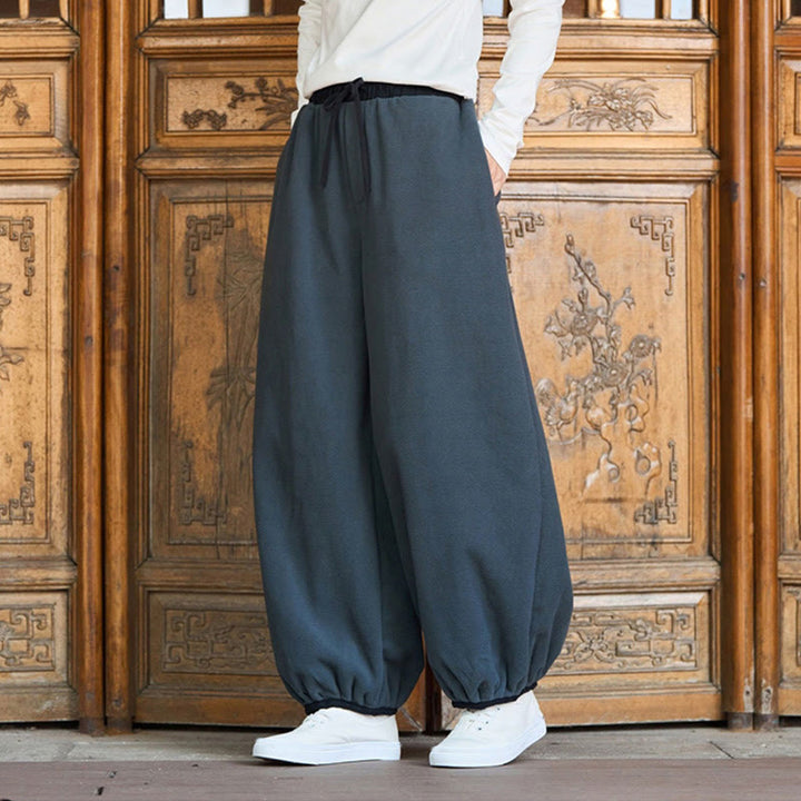 Buddha Stones Winter Men's Pure Color Elastic Cuff Design Cotton 9 Length Pants With Pockets - SlateGray - US/UK/AU46，EU56 (5XL) - image 1