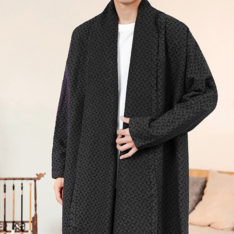 Buddha Stones Winter Jacquard Simple Design Men's Cotton Long Sleeve Kimono - image 15