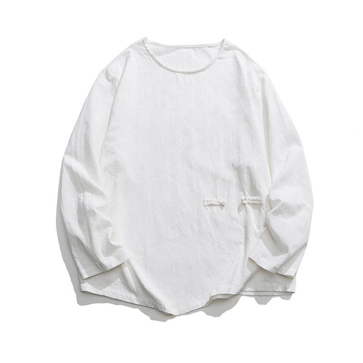 Buddha Stones Men's Chinese Frog-Button Plain Design Cotton Long Sleeve T-Shirt Zen Clothing - image 23