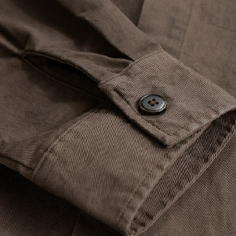 Buddha Stones Spring Plaid Pattern Fake Two-piece Long Sleeve Men's Cotton Jacket With Pocket - image 16