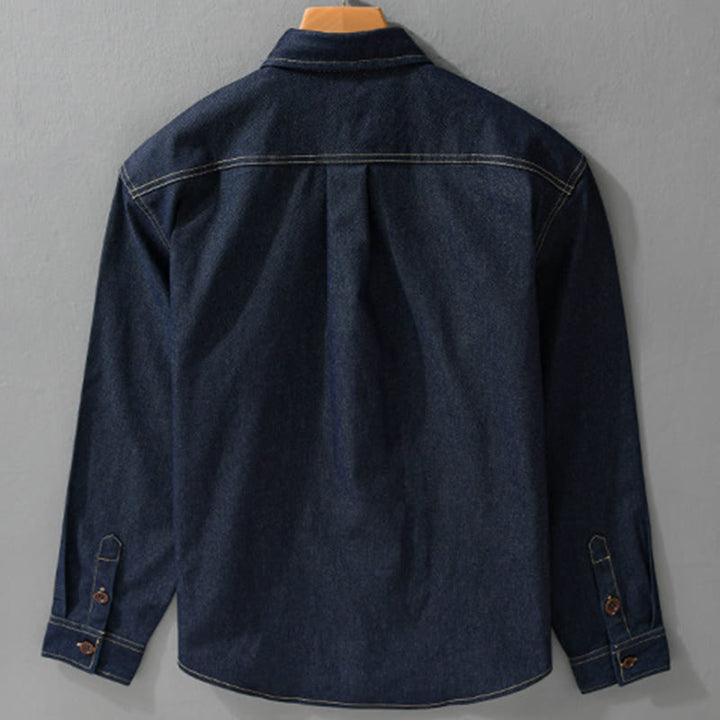 Buddha Stones Fall Plain Buttons Long Sleeve Men's Cotton Jacket With Pocket - image 1