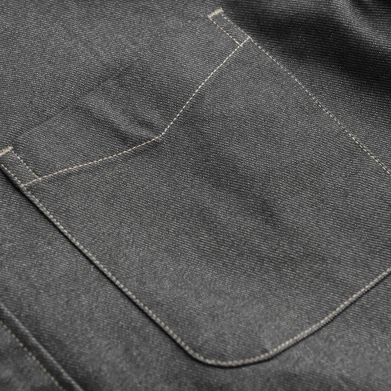 Buddha Stones Fall Plain Buttons Long Sleeve Men's Cotton Jacket With Pocket - image 11