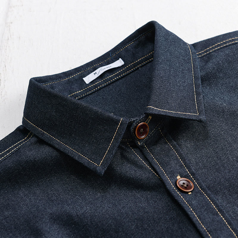 Buddha Stones Fall Plain Buttons Long Sleeve Men's Cotton Jacket With Pocket - image 2