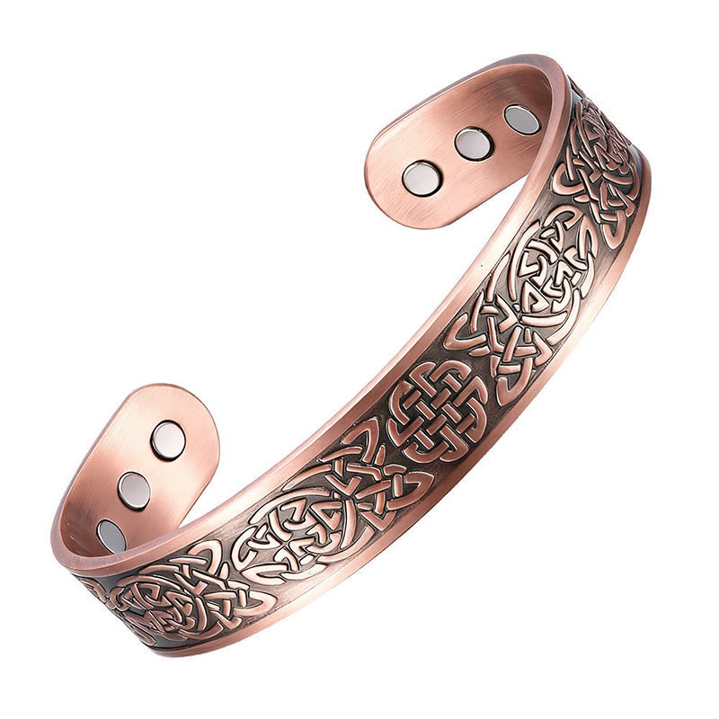 Buddha Stones Copper Abstract Line Pattern Open Luck Cuff Bracelet Bangle Ring - image 7