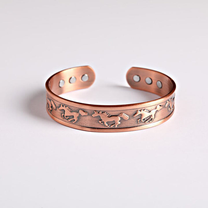 Buddha Stones Year Of The Horse Copper Open Self Care Cuff Bracelet Bangle - image 2
