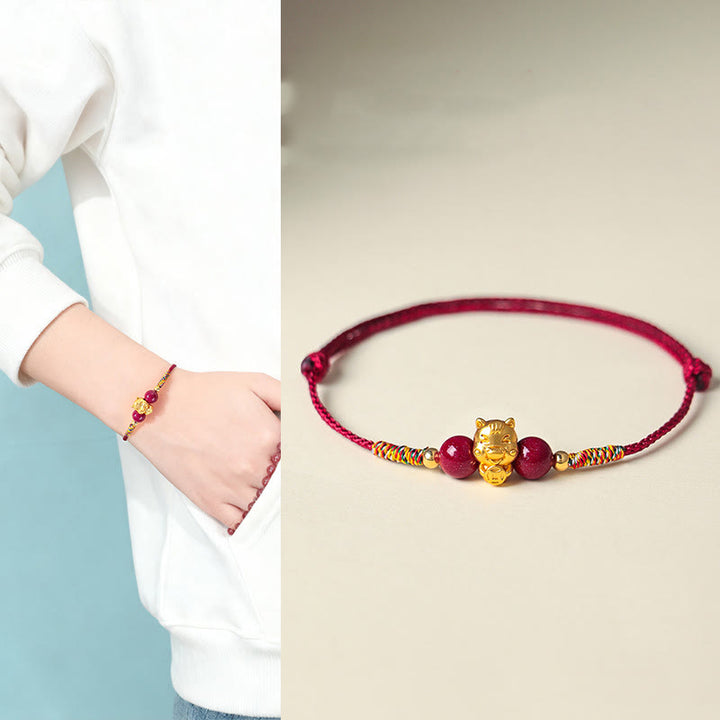 Buddha Stones 999 Sterling Silver Year of the Horse Fu Character Red String Cinnabar Luck Bracelet - image 12