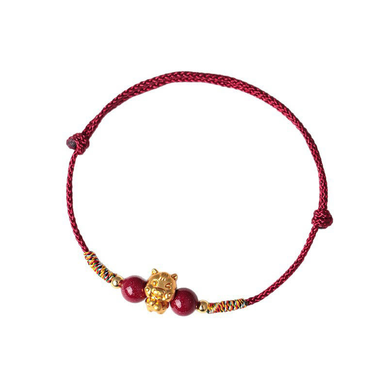 Buddha Stones 999 Sterling Silver Year of the Horse Fu Character Red String Cinnabar Luck Bracelet - image 16