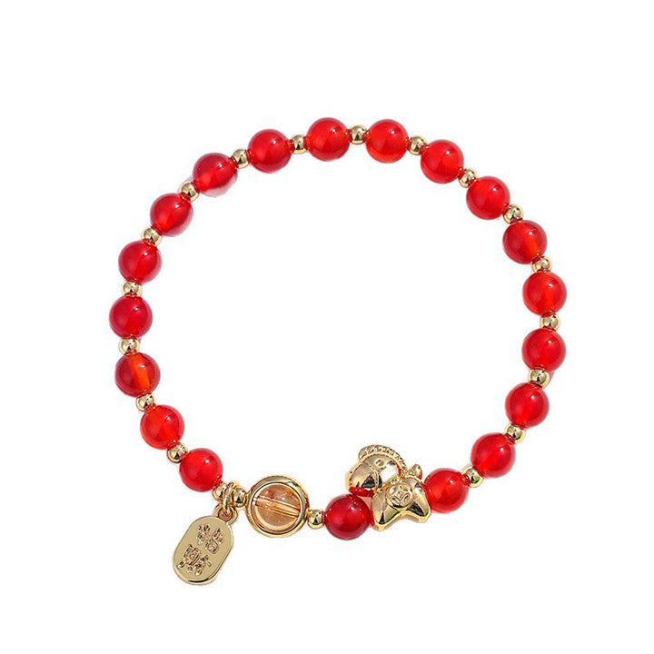 Buddha Stones Year Of The Horse Strawberry Quartz Citrine Red Agate Pink Crystal Love Bracelet - image 7