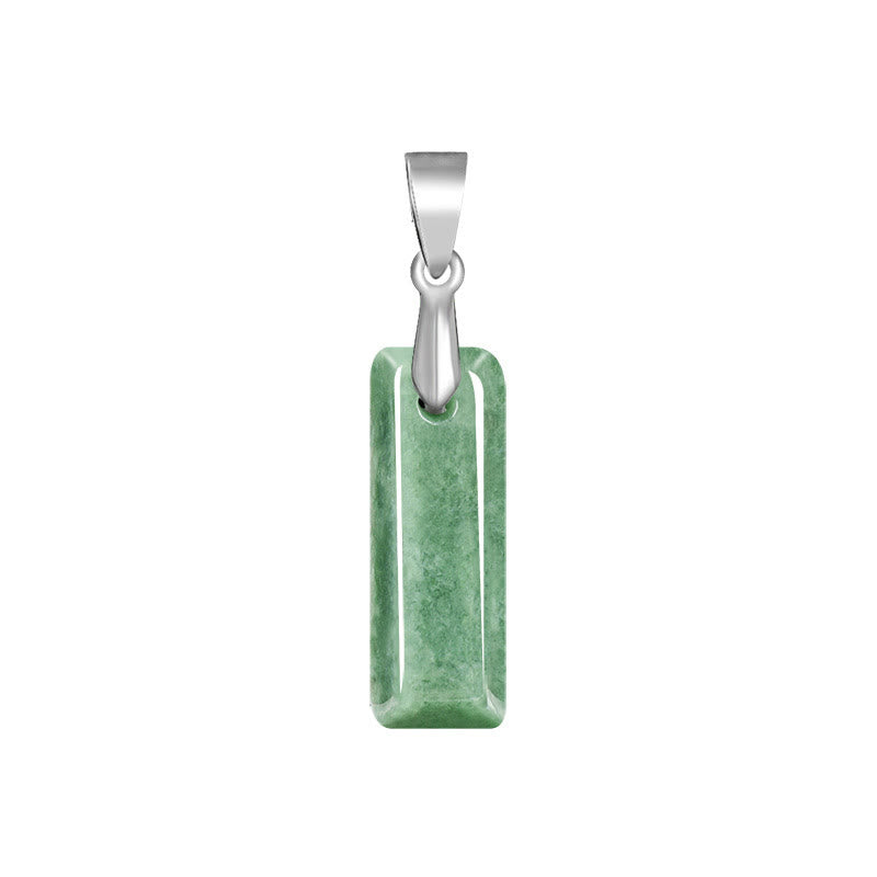 Buddha Stones Natural A-Z Letter Jade Titanium Steel Chain Prosperity Necklace Pendant - I - image 13