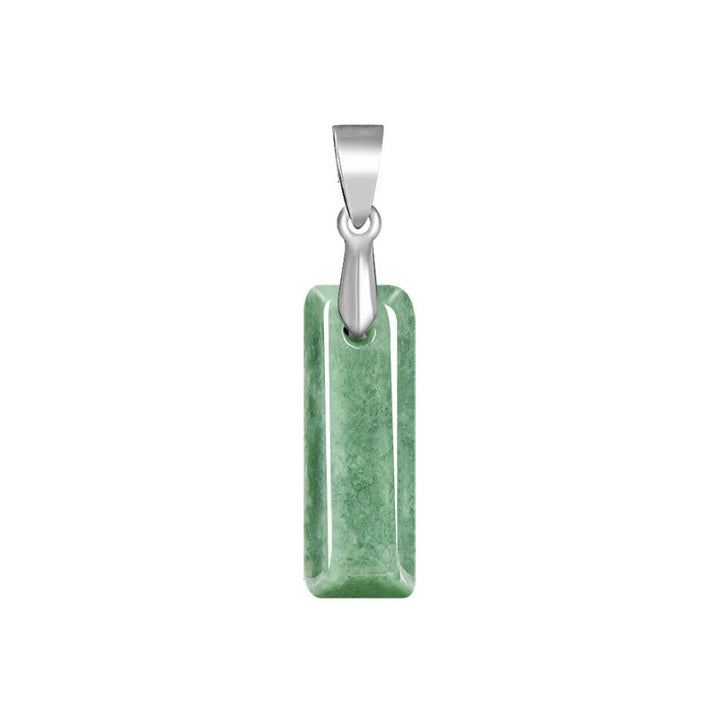 Buddha Stones Natural A-Z Letter Jade Titanium Steel Chain Prosperity Necklace Pendant - I - image 13