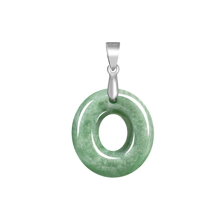 Buddha Stones Natural A-Z Letter Jade Titanium Steel Chain Prosperity Necklace Pendant - O - image 19