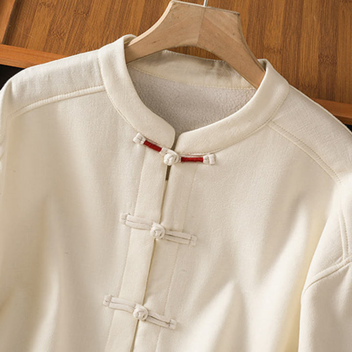 Buddha Stones Winter Frog-button Long Sleeve Cotton Fleece Lined Women's Thermal Jacket With Pockets - image 6