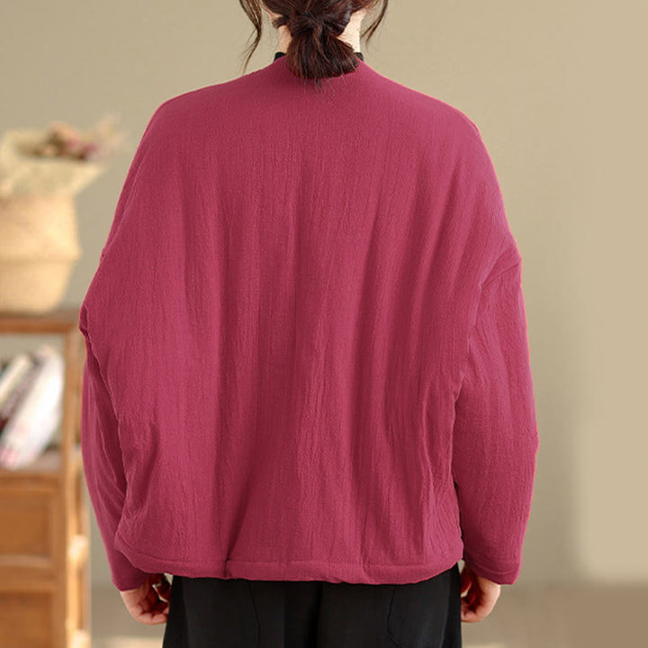 Buddha Stones Winter Long Sleeve Cotton Women's Thermal Jacket With Pockets - image 11
