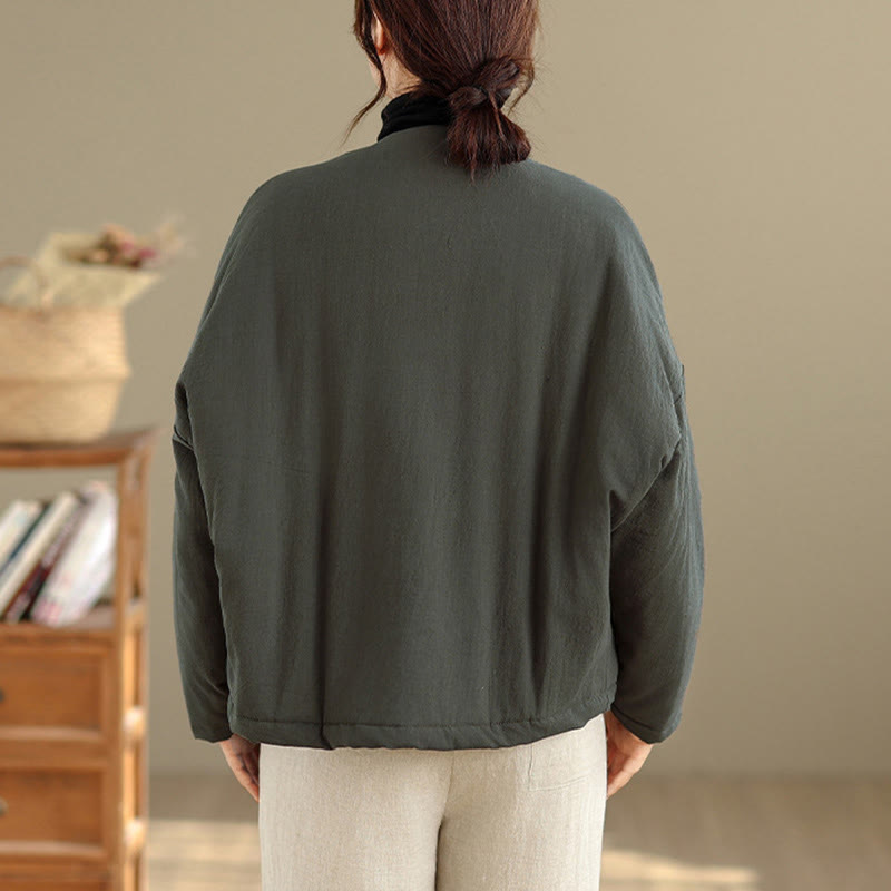 Buddha Stones Winter Long Sleeve Cotton Women's Thermal Jacket With Pockets - image 17