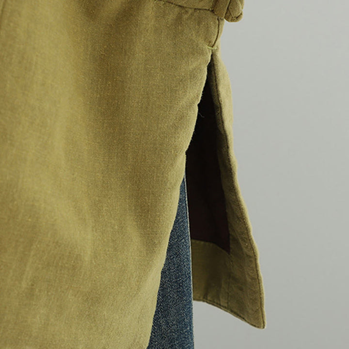 Buddha Stones Winter Frog-button Mid-length Women's Cotton Coat With Pockets - image 10