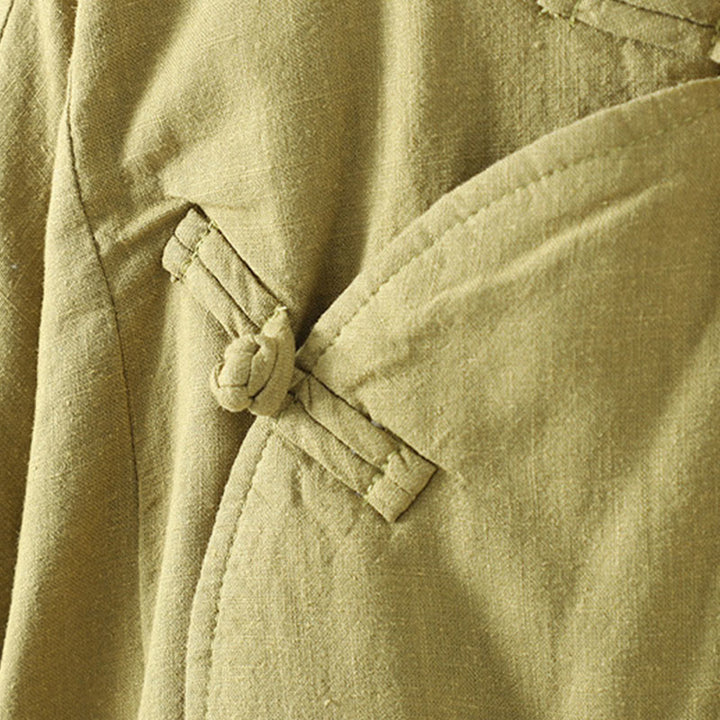 Buddha Stones Winter Frog-button Mid-length Women's Cotton Coat With Pockets - image 6