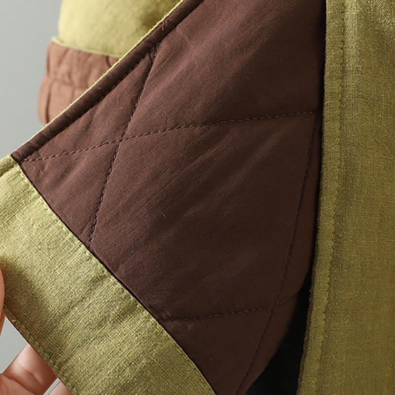 Buddha Stones Winter Frog-button Mid-length Women's Cotton Coat With Pockets - image 7