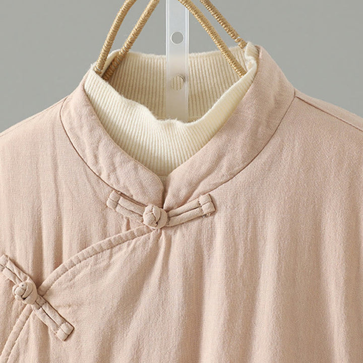 Buddha Stones Winter Frog-button Mid-length Women's Cotton Coat With Pockets - image 15