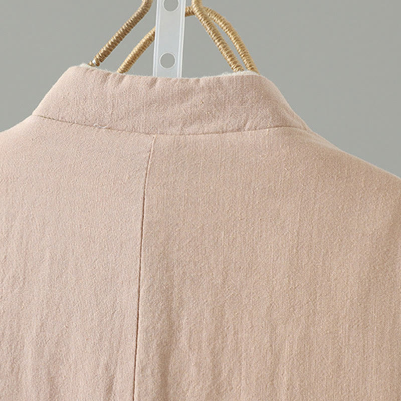 Buddha Stones Winter Frog-button Mid-length Women's Cotton Coat With Pockets - image 16