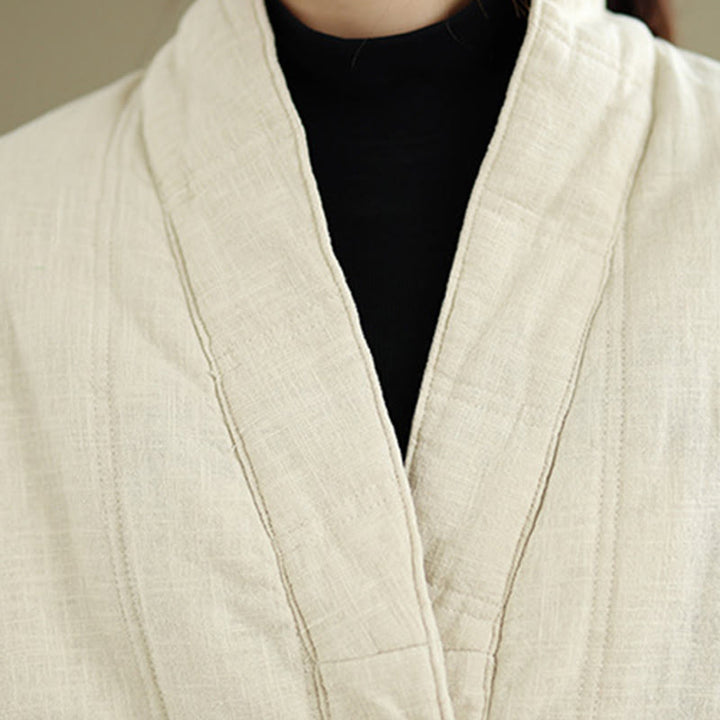 Buddha Stones Winter Solid Long Sleeve Cotton Women's Thermal Jacket With Pockets - image 8