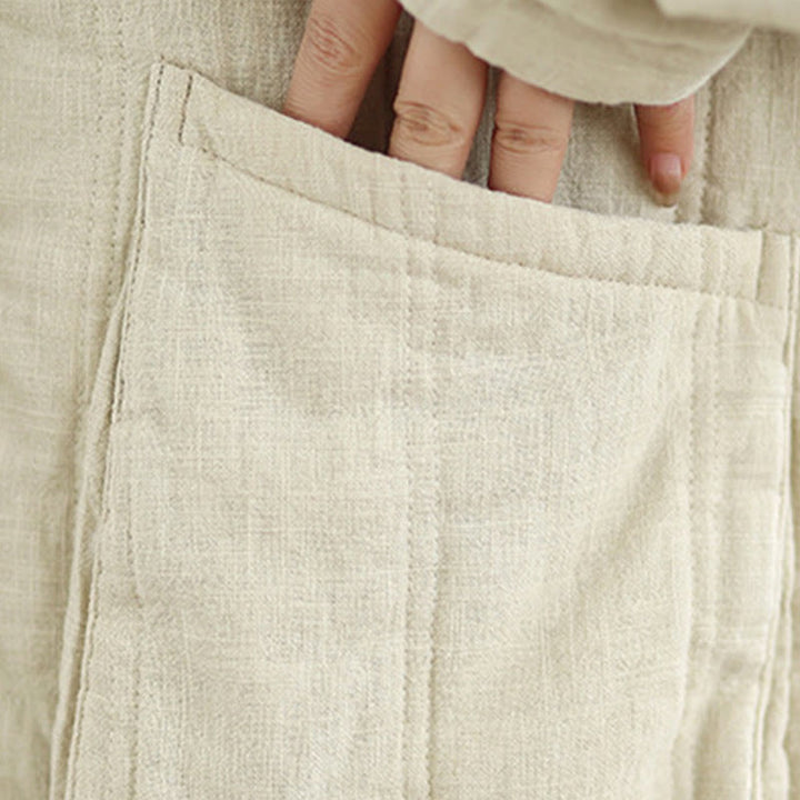 Buddha Stones Winter Solid Long Sleeve Cotton Women's Thermal Jacket With Pockets - image 10