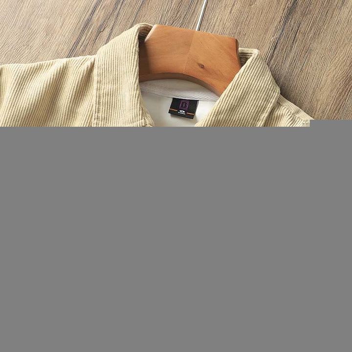 Buddha Stones Lapel Corduroy Solid Color Men's Long Sleeve Cotton Thickened Jacket With Pockets - image 5