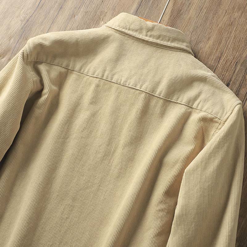 Buddha Stones Lapel Corduroy Solid Color Men's Long Sleeve Cotton Thickened Jacket With Pockets - image 10