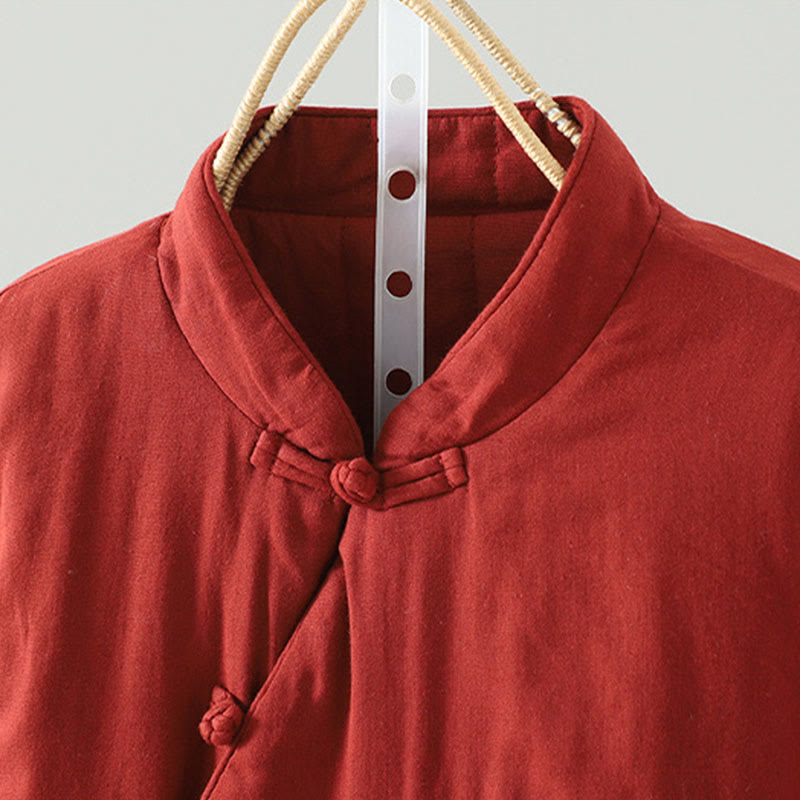 Buddha Stones Winter Solid Flower Long Sleeve Cotton Women's Thermal Jacket - image 2