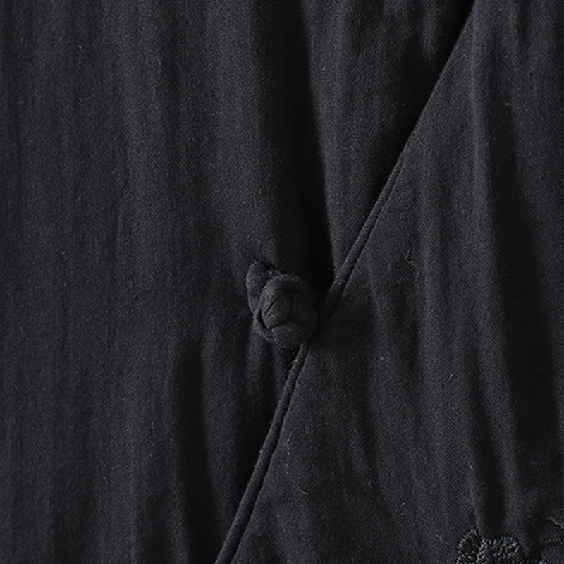 Buddha Stones Winter Solid Flower Long Sleeve Cotton Women's Thermal Jacket - image 16