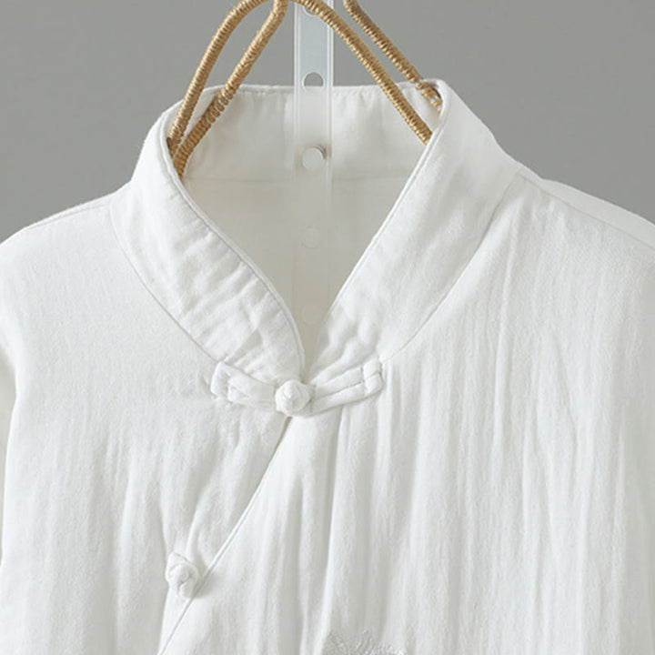 Buddha Stones Winter Solid Flower Long Sleeve Cotton Women's Thermal Jacket - image 32