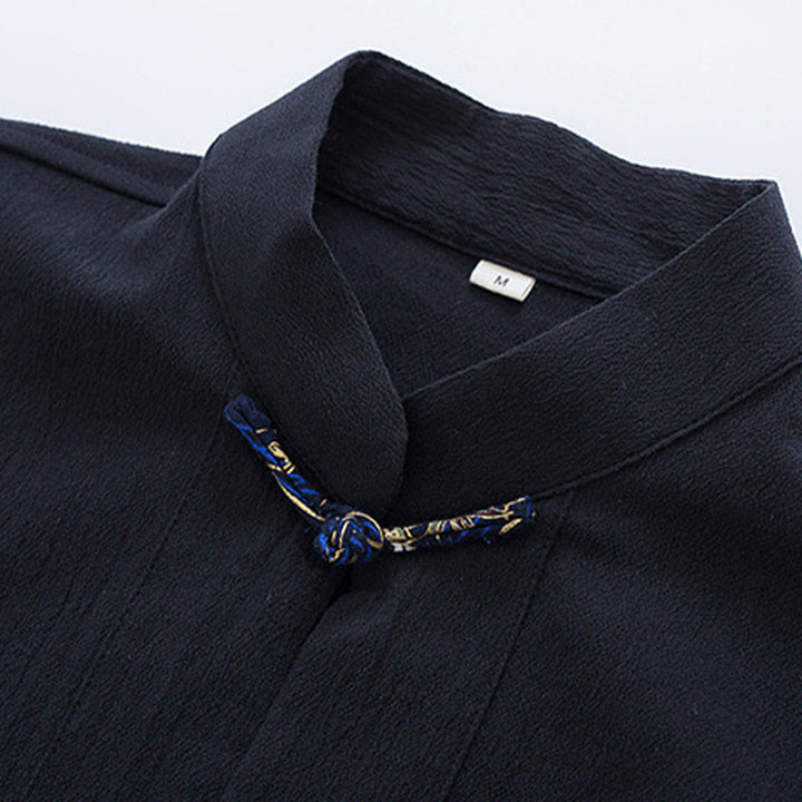 Buddha Stones Spring Cranes Design Men's Frog-Button Cotton Linen Long Sleeve Jacket - image 3