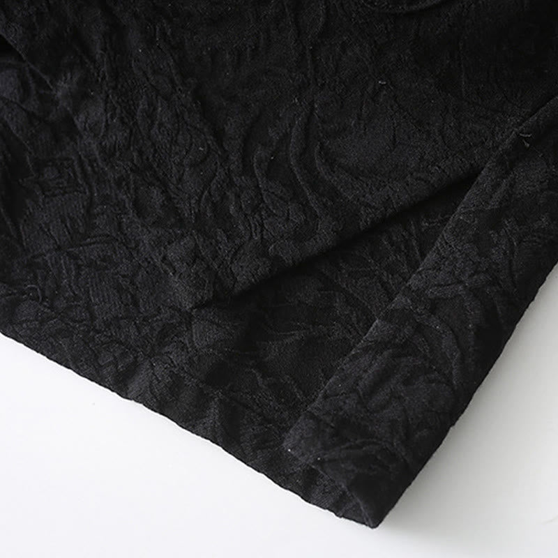 Buddha Stones Spring Jacquard Men's Frog-Button Cotton Long Sleeve Jacket With Pockets - image 10