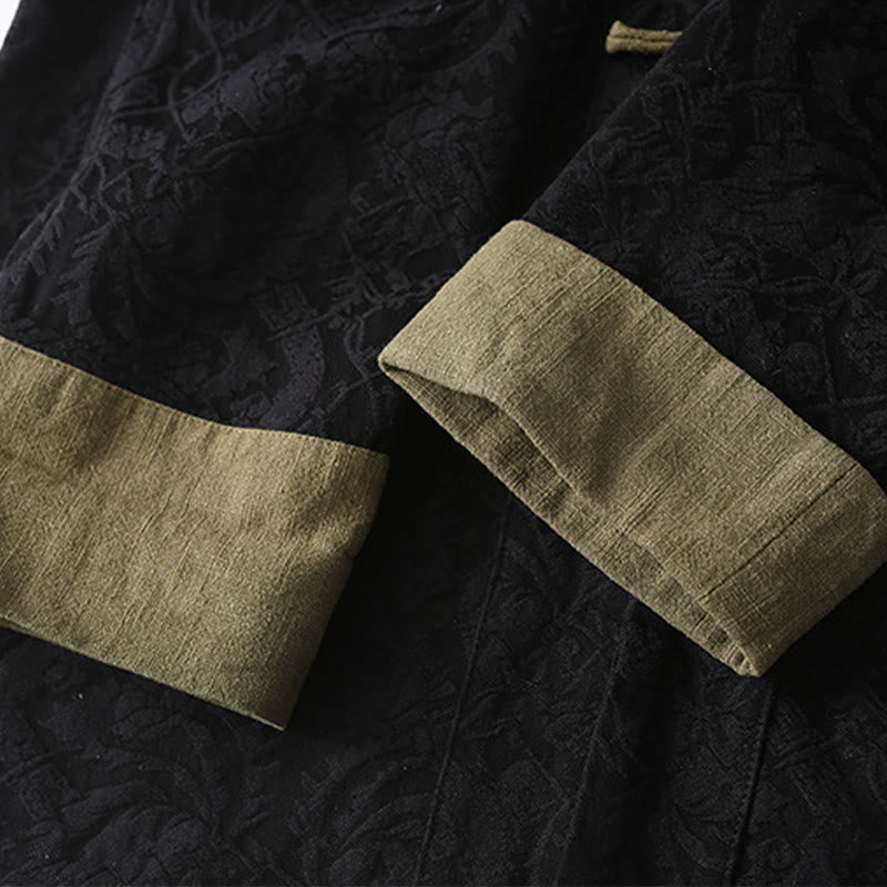 Buddha Stones Spring Jacquard Men's Frog-Button Cotton Long Sleeve Jacket With Pockets - image 9