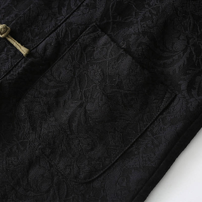 Buddha Stones Spring Jacquard Men's Frog-Button Cotton Long Sleeve Jacket With Pockets - image 8