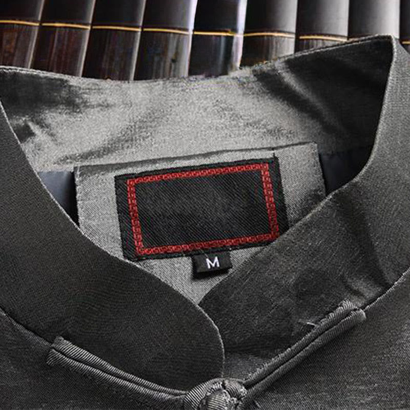 Buddha Stones Spring Fall Dragon Embroidery Frog-Button Long Sleeve Men's Jacket - image 1