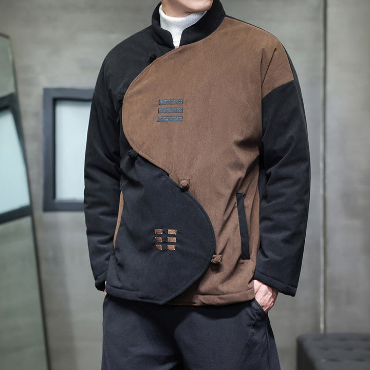 Buddha Stones Winter Yin Yang Tai Chi Corduroy Long Sleeve Men's Jacket With Pockets - image 2