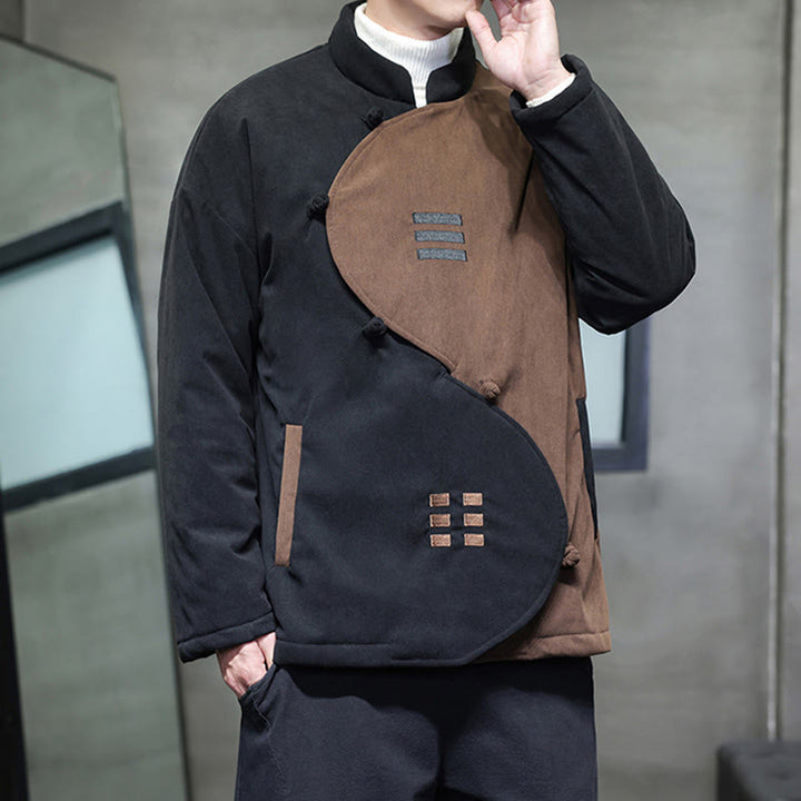 Buddha Stones Winter Yin Yang Tai Chi Corduroy Long Sleeve Men's Jacket With Pockets - image 7