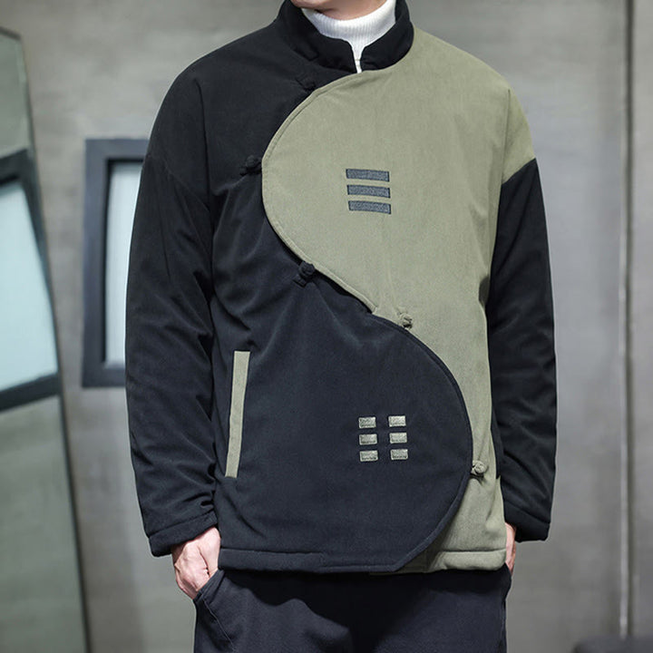 Buddha Stones Winter Yin Yang Tai Chi Corduroy Long Sleeve Men's Jacket With Pockets - image 13