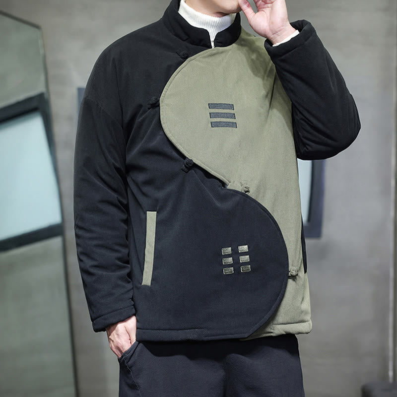 Buddha Stones Winter Yin Yang Tai Chi Corduroy Long Sleeve Men's Jacket With Pockets - image 16