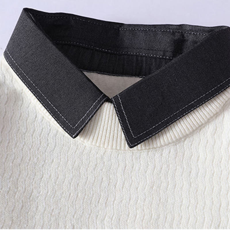 Buddha Stones Winter Stand Collar Design Warm Men's Long Sleeve Knitted Sweater - image 4